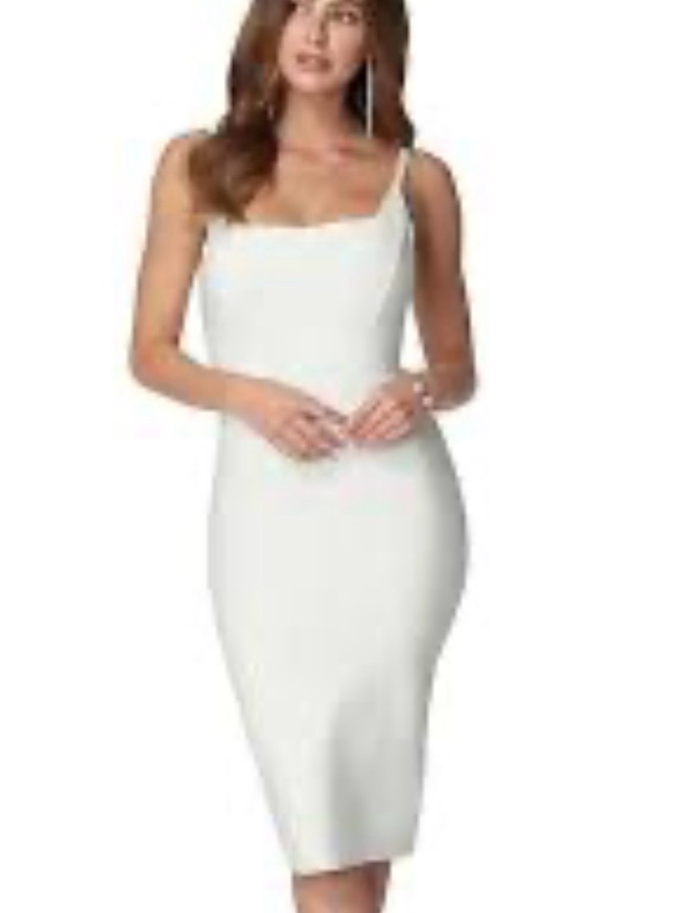 bebe White Spaghetti-Strap Midi Slip Dress